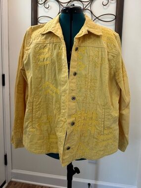 Chico's Yellow Stitched Jacket Like New Size 3